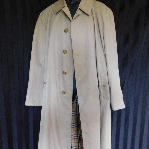 VINTAGE BURBERRY TAN NOVA CHECK TRENCH COAT XL - Picture 3 of 11
